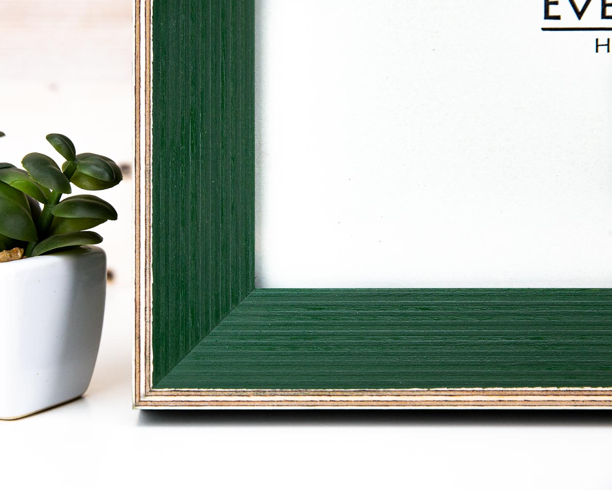 Dark green picture frame from solid baltic birch, unique classic style, for modern interior