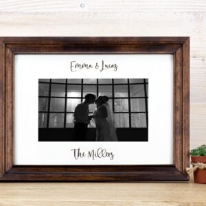 Brown Photo Frame with Engraved Mat from Solid Birch Wood