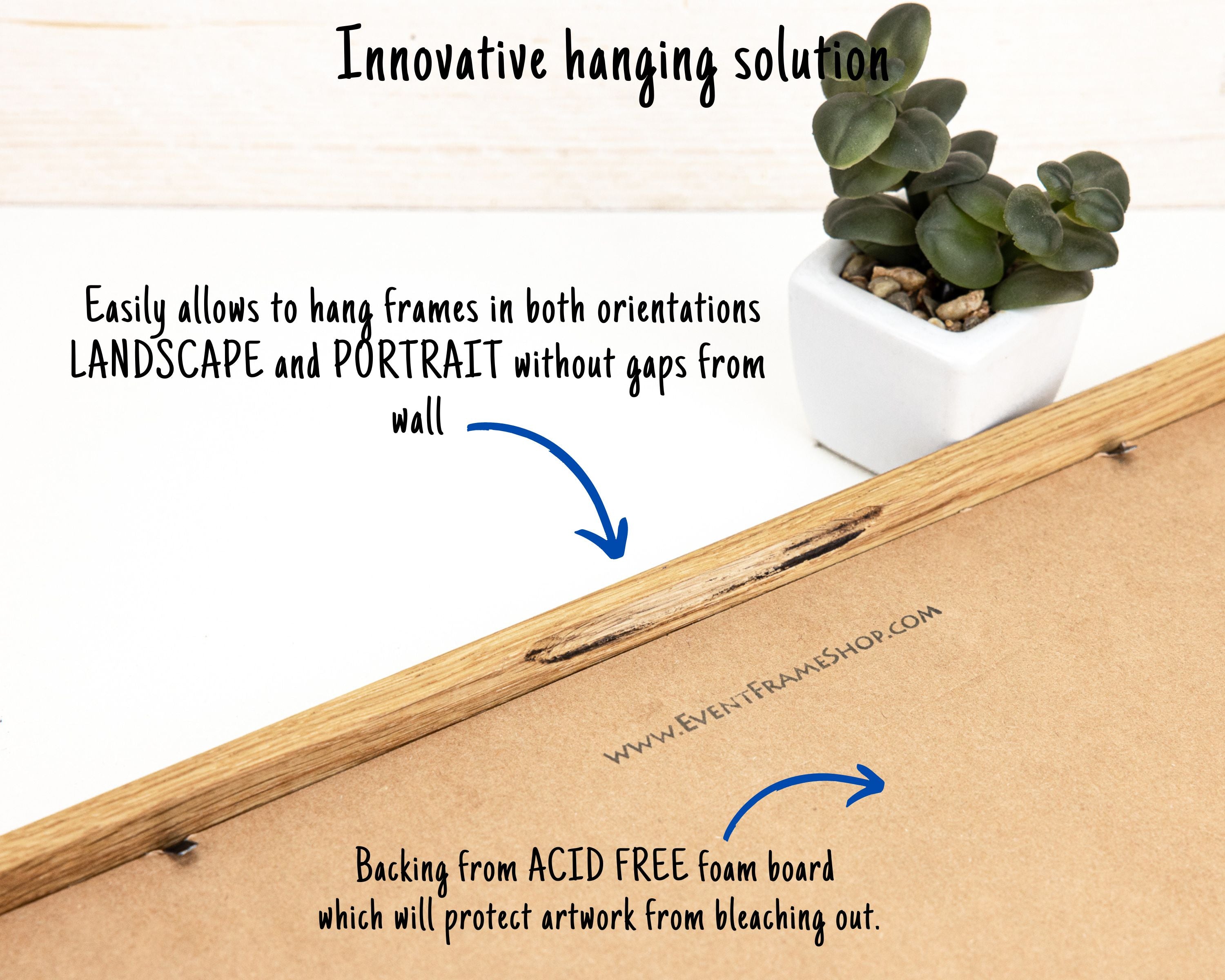 Super Slim Natural Solid Oak Hardwood Photo Frame 1/2 Thin Edge