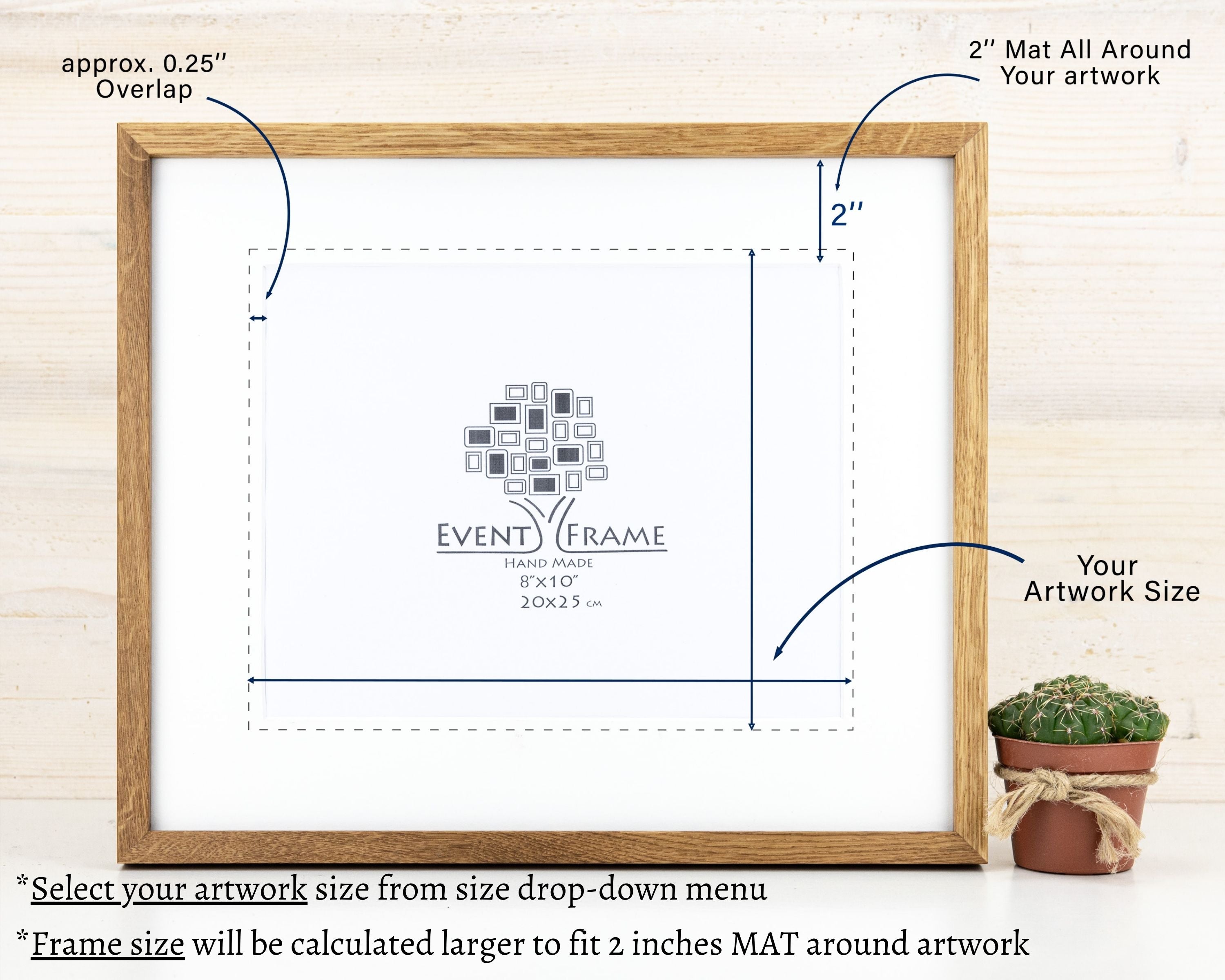Super Slim Natural Solid Oak Hardwood Photo Frame 1/2 Thin Edge